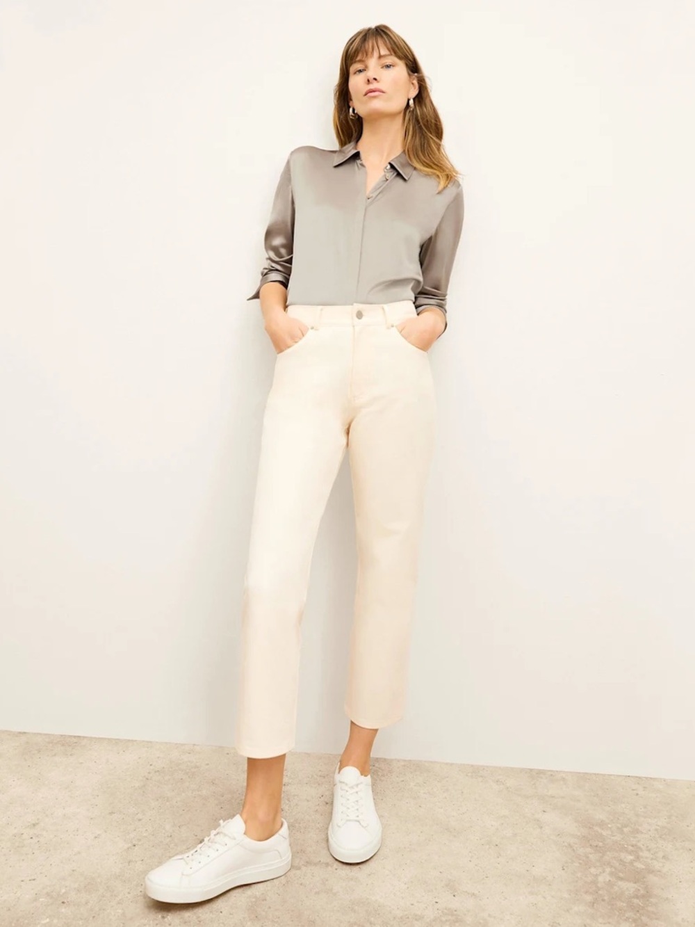 MMLaFleur Daria 90’s Jean - Eco Better Than Denim in cream bright ivory size 12